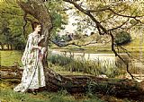 George Goodwin Kilburne On The River Bank painting